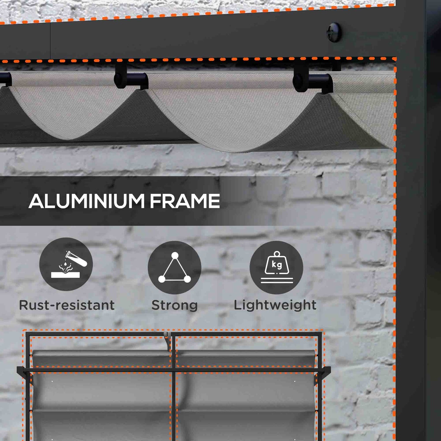 3 x 3(m) Retractable Pergola, Garden Gazebo Shelter with Aluminium Frame, for Grill, Patio, Deck, Dark Grey