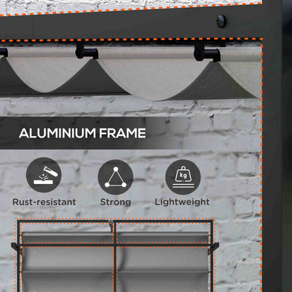 3 x 3(m) Retractable Pergola, Garden Gazebo Shelter with Aluminium Frame, for Grill, Patio, Deck, Dark Grey