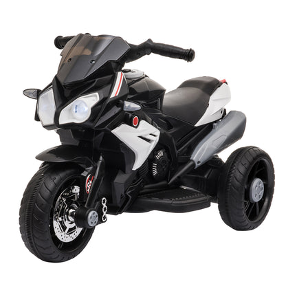 Kids Electric Motorcycle, 6V Ride on Motorcycle with 3 Wheels, LED Headlight, Music, Horn for Boys Girls 3-5 Y, Black
