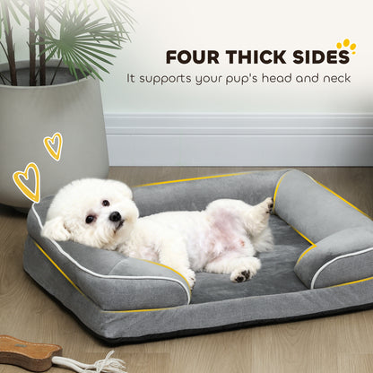 Dog Sofa Bed, Washable Pet Bed with Removable Cover and Non-Slip Bottom for Cats and Small Dogs, Grey