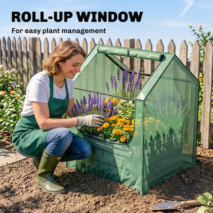 61 x 61cm Garden Planter Bed, with Cover - Green and Silver