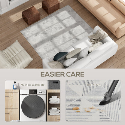 Modern Area Rug, Geometric Pattern Non-Slip Washable Rug, Soft Floor Carpet for Living Room, Bedroom, Dining Room