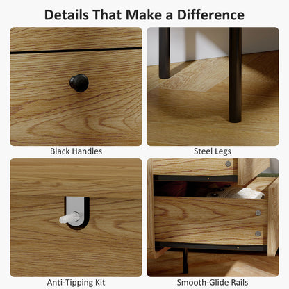 Modern Chest of Drawers with 4 Drawers - Oak