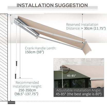 4x2.5m Manual Awning Window Door Sun Weather Shade w/ Handle Beige