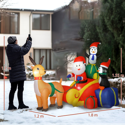 6ft Inflatable Santa Sleigh Decoration, with Accessories