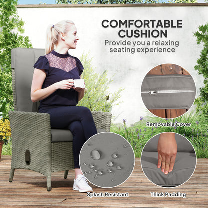 105°-150° Reclining Rattan Chair - Grey
