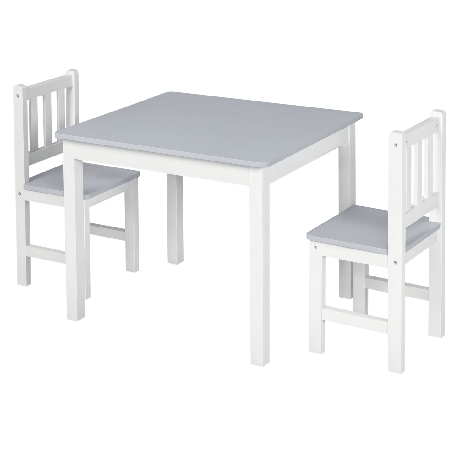 Kids Table and Chair Set 3 Pieces Toddler Preschoolers Desk with 2 Chairs for Indoor Study Rest Snack Time Grey
