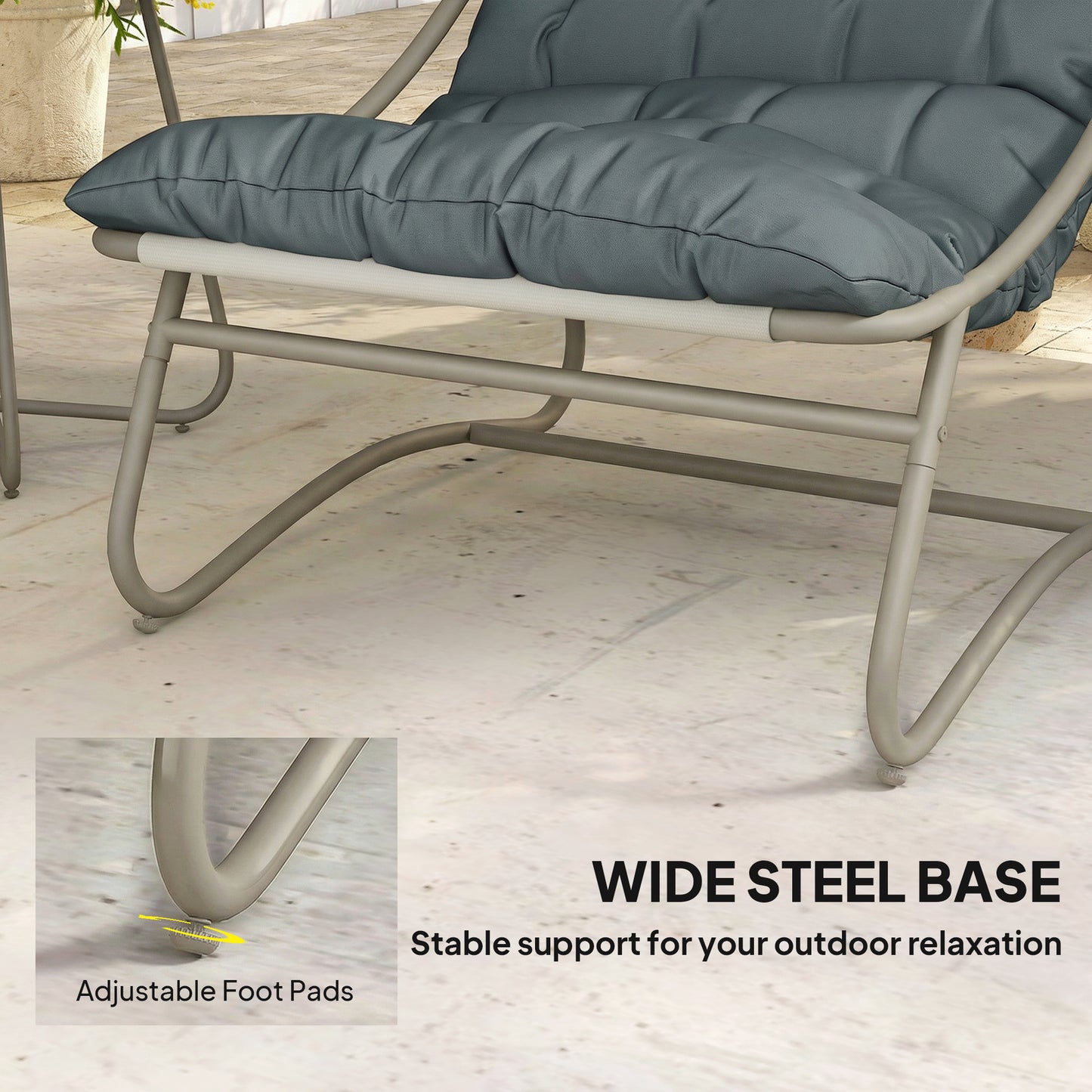 3 Piece Garden Bistro Set, Round Outdoor Bistro Table and Chairs Set for 2 with Texteline Seat and Cushions, Dark Grey