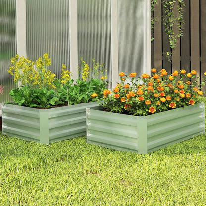 Set of Two 100 x 60cm Steel Planter Boxes - Light Green