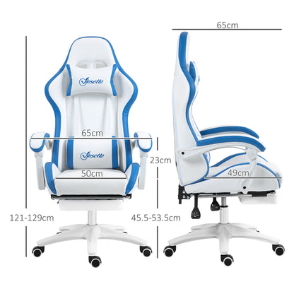 Gaming Chair, Computer Gamer Chair with Reclining High Back, Headrest, Lumbar Support, Footrest, Swivel Wheels, PU Leather