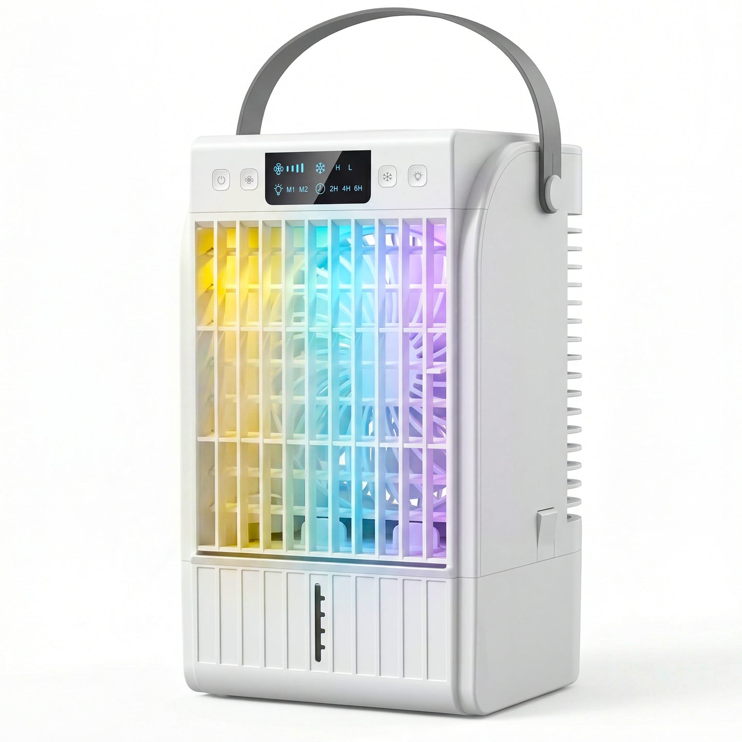 Portable Air Conditioner, 4-in-1 Mini Air Cooler with 4 Wind Speed, 2 Cool Mist, RGB 7 LED Light, White