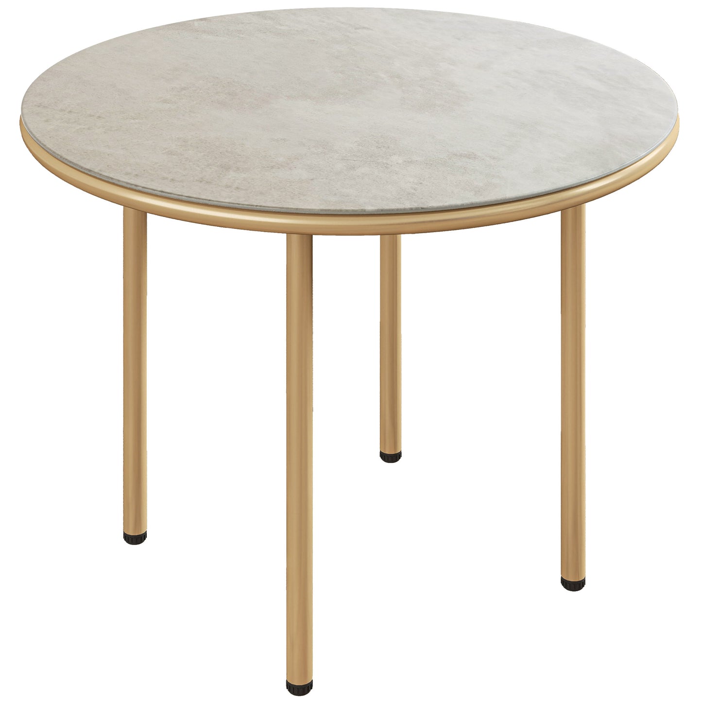 Round Coffee Table, Modern End Side Table with Faux Marble Tempered Glass Top, Steel Frame for Living Room, Bedroom, Office