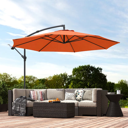 3 m Overhanging Cantilever Parasol, with Cross Base - Orange