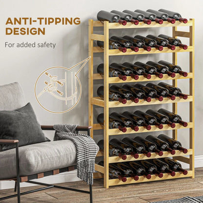 42 Bottle Wooden Wine Rack - Natural Finish