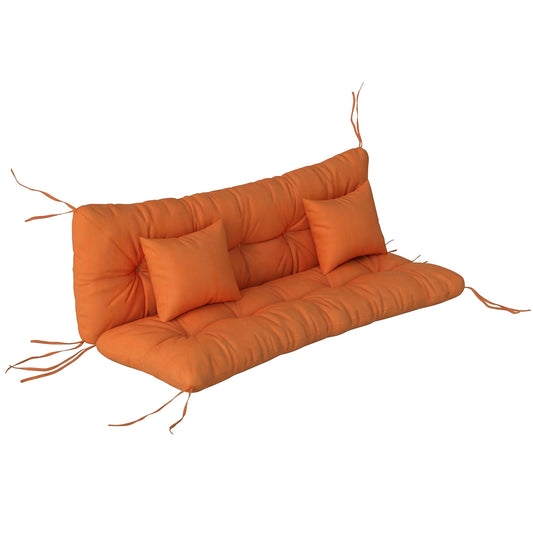 Outdoor Seat Cushions Back Cushion with 2 Pillows, Water Repellent Seat Pads for 3-Seater Chair, Orange