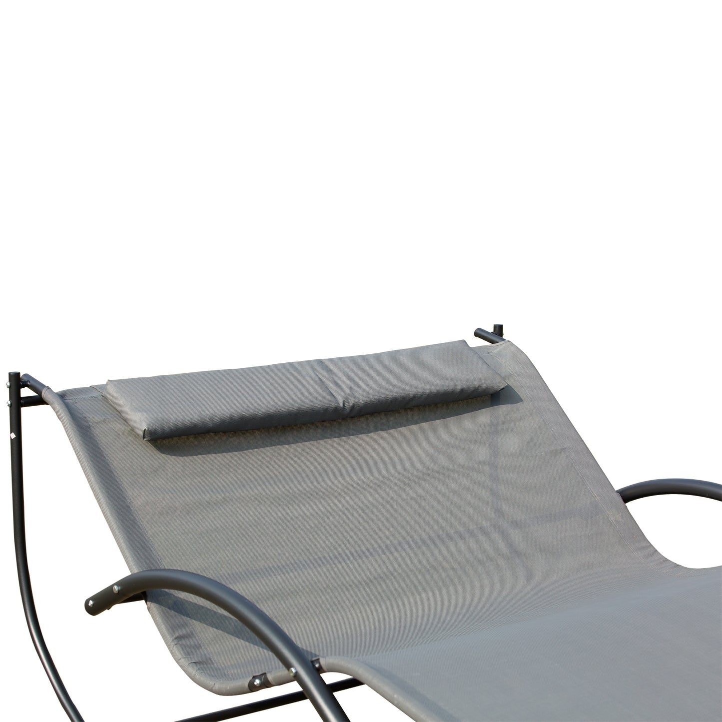 Double Sun Lounger, Rocking Lounger Sunbed Daybed with Armrest and Headrest Pillow, for Two, For Outdoor Patio Garden, Grey