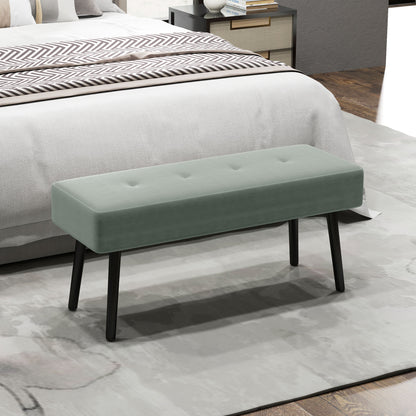 End of Bed Bench, Corduroy Bedroom Bench with Thick Padding and Steel Legs, Tufted Window Seat for Entryway, Living Room