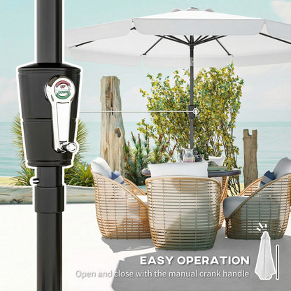 3 m Garden Parasol with Tilt Mechanism & Crank Handle, UPF 30+ Patio Umbrella Outdoor Table Umbrella, Cream White