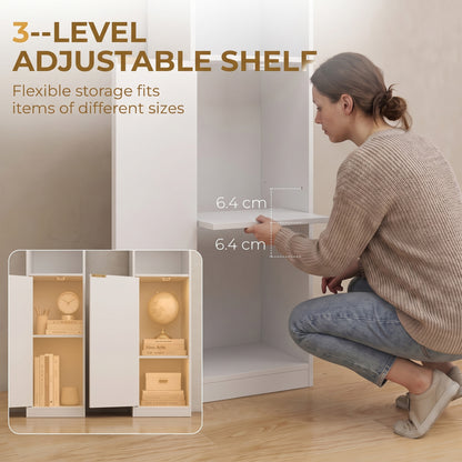 Bookcase Adjustable Shelf Bookshelf Anti-Tip Hardware 6-Tier Storage Cabinet White Wood Effect