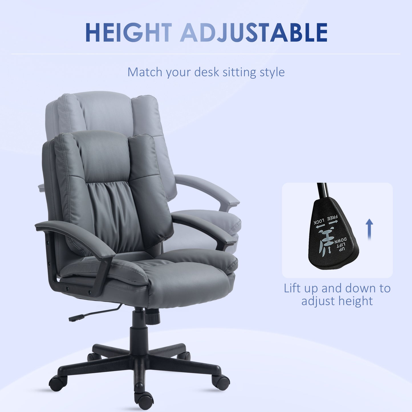 Office Chair, Computer Desk Chair, Mid Back Executive Chair with Adjustable Height and Swivel Rolling Wheels for Home Study