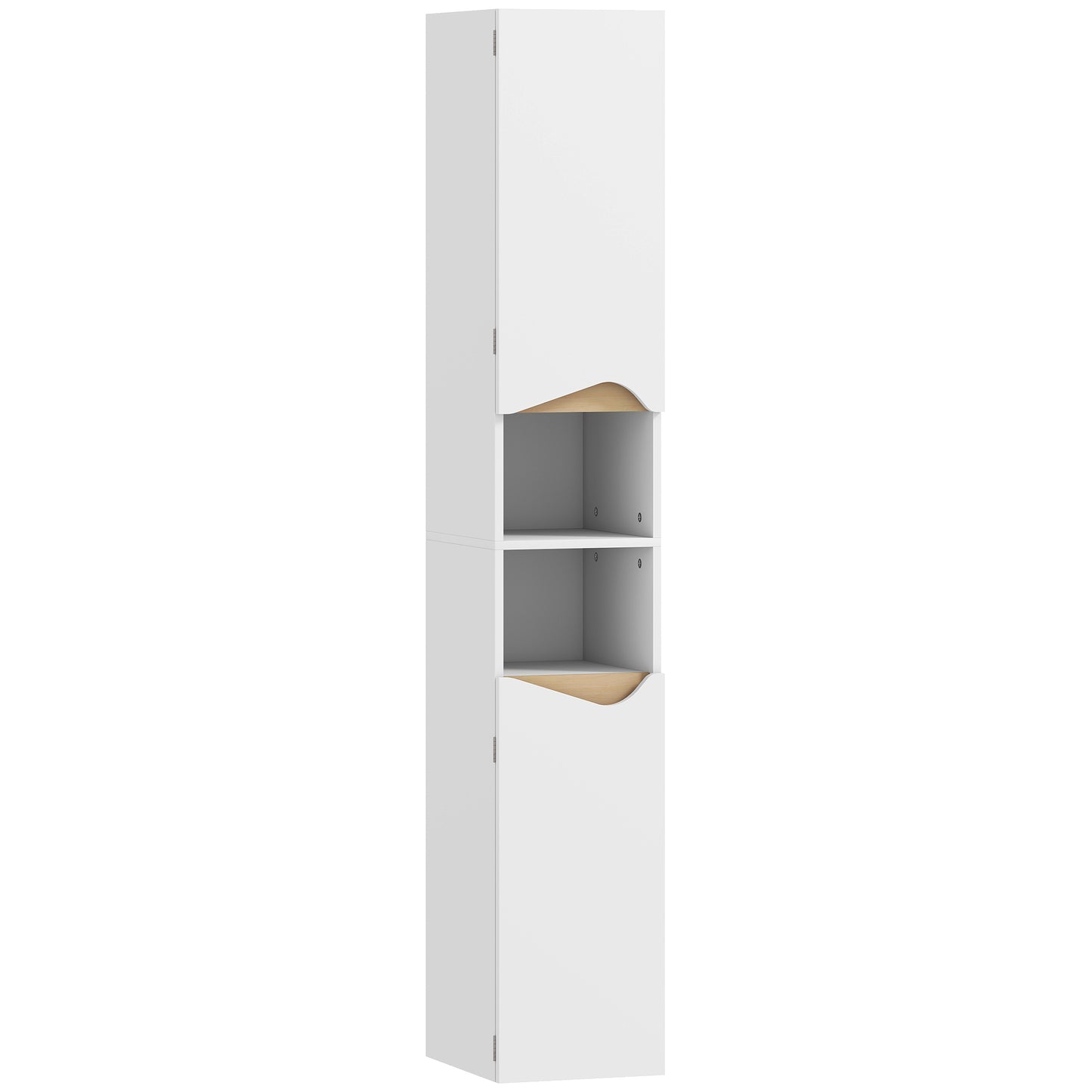Tall Slim Bathroom Cabinet with 2 Doors, 2 Shelves - White