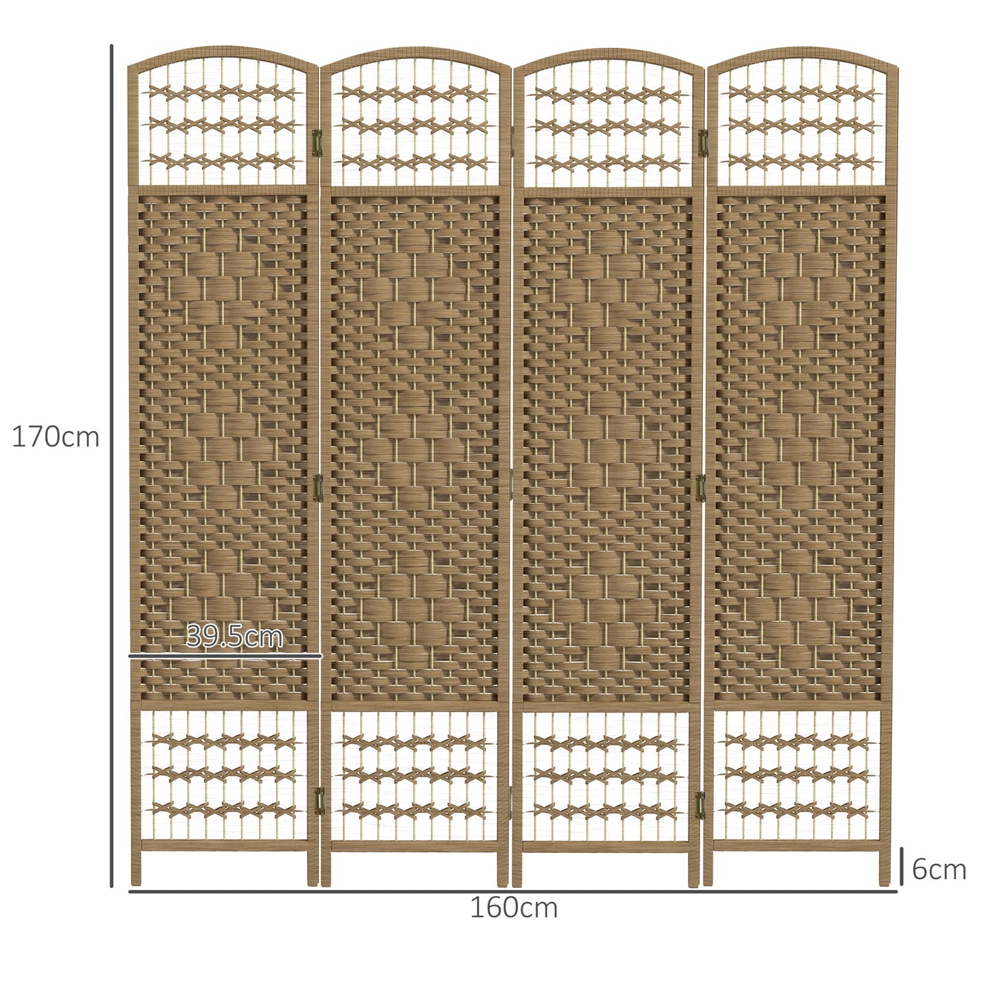 4 Panel Folding Room Divider, Privacy Screen, Paravent Partition Separator for Living Room, Bedroom, Natural