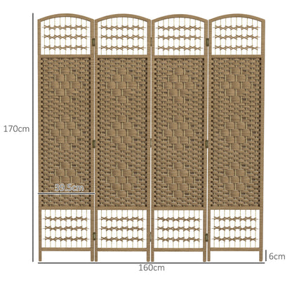 4 Panel Folding Room Divider, Privacy Screen, Paravent Partition Separator for Living Room, Bedroom, Natural