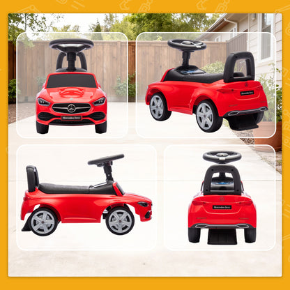 Official Mercedes-Benz Ride On Car, Foot to Floor Sliding Walker with Horn, Engine Sounds and Under-Seat Storage, Red