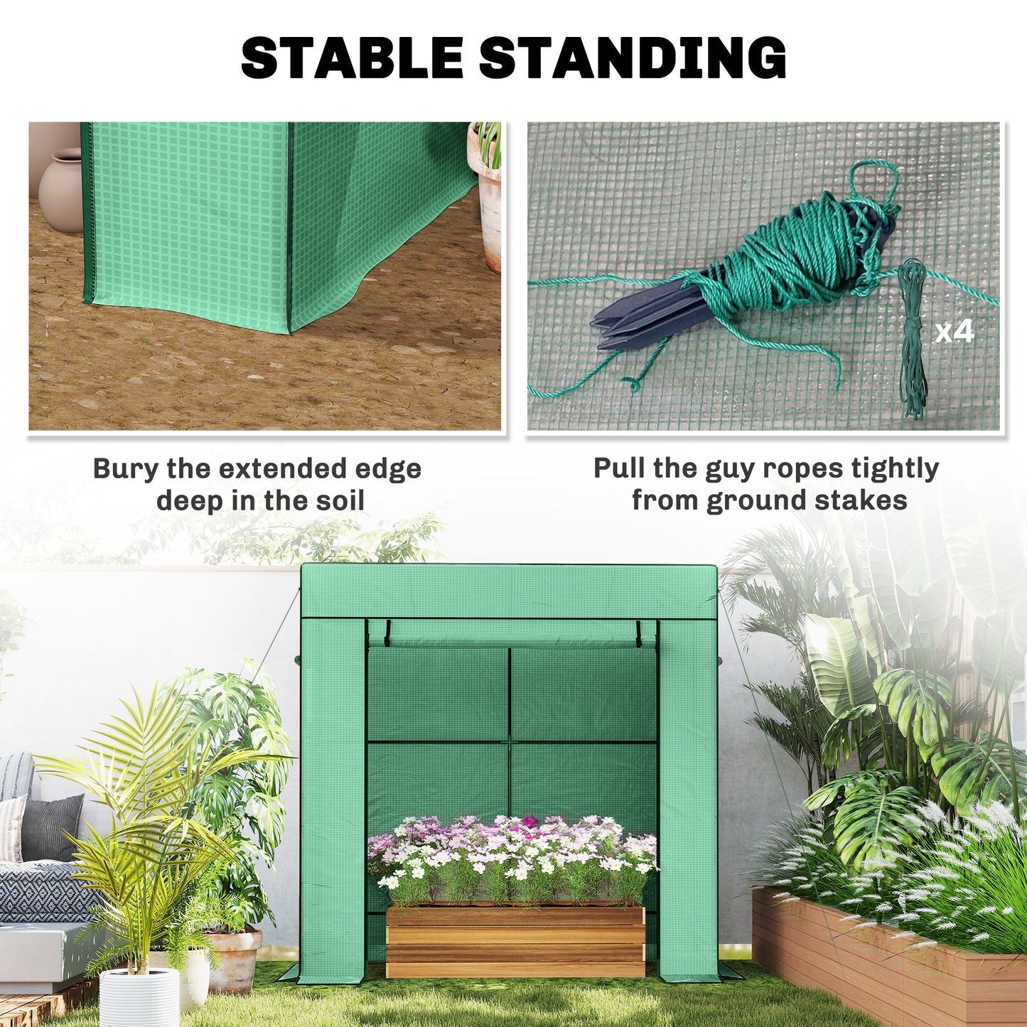 77 x 196cm Walk-In Greenhouse, with Accessories
