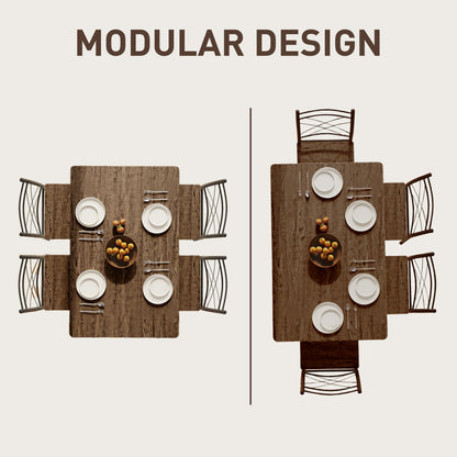 Five-Piece Minimal Dining Set - Oak-Effect/Black