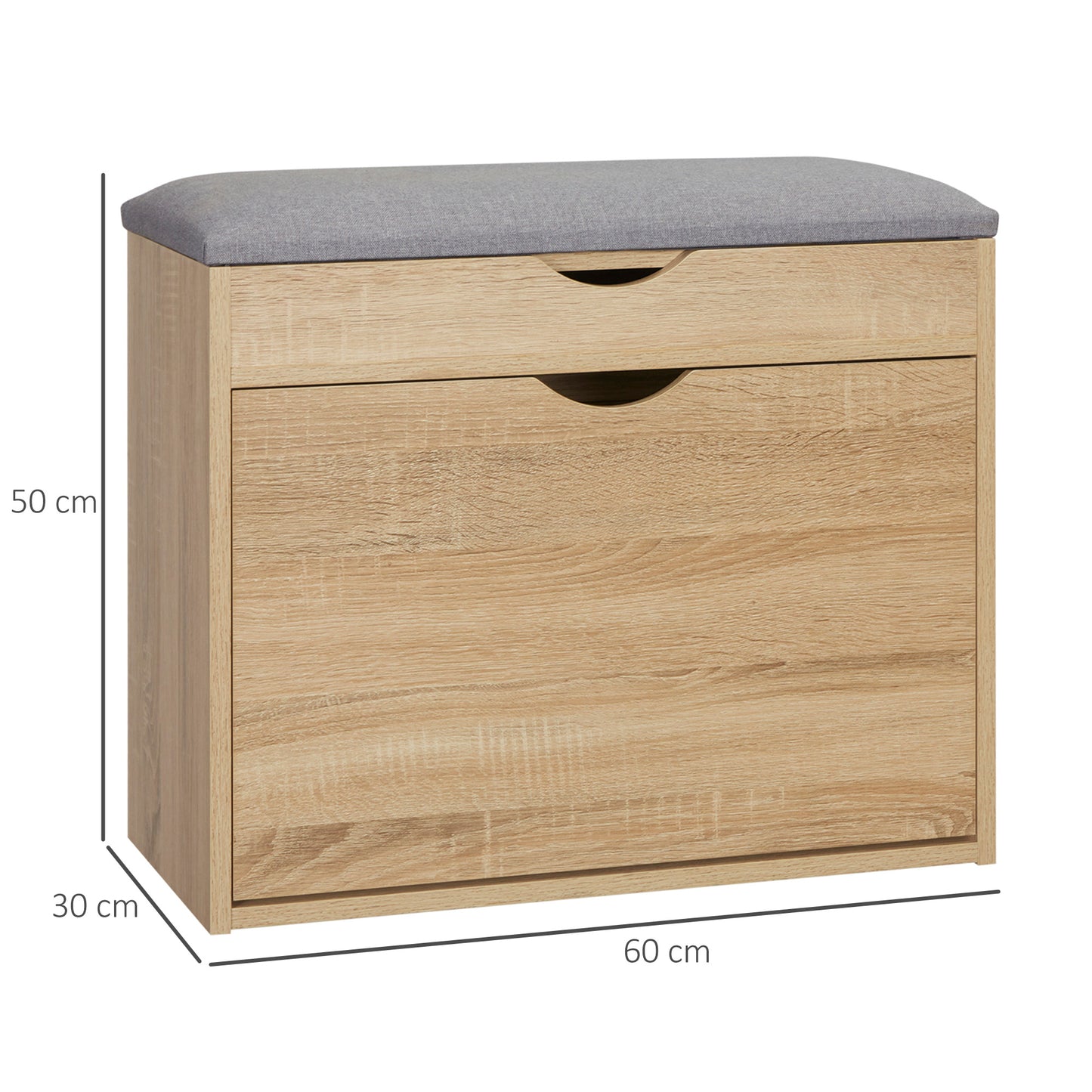 Shoe Bench with Cushion for 4 Pair of Shoes, Storage Bench with Padded Seat, Flip-up Cabinet and Hidden Space for Entryway