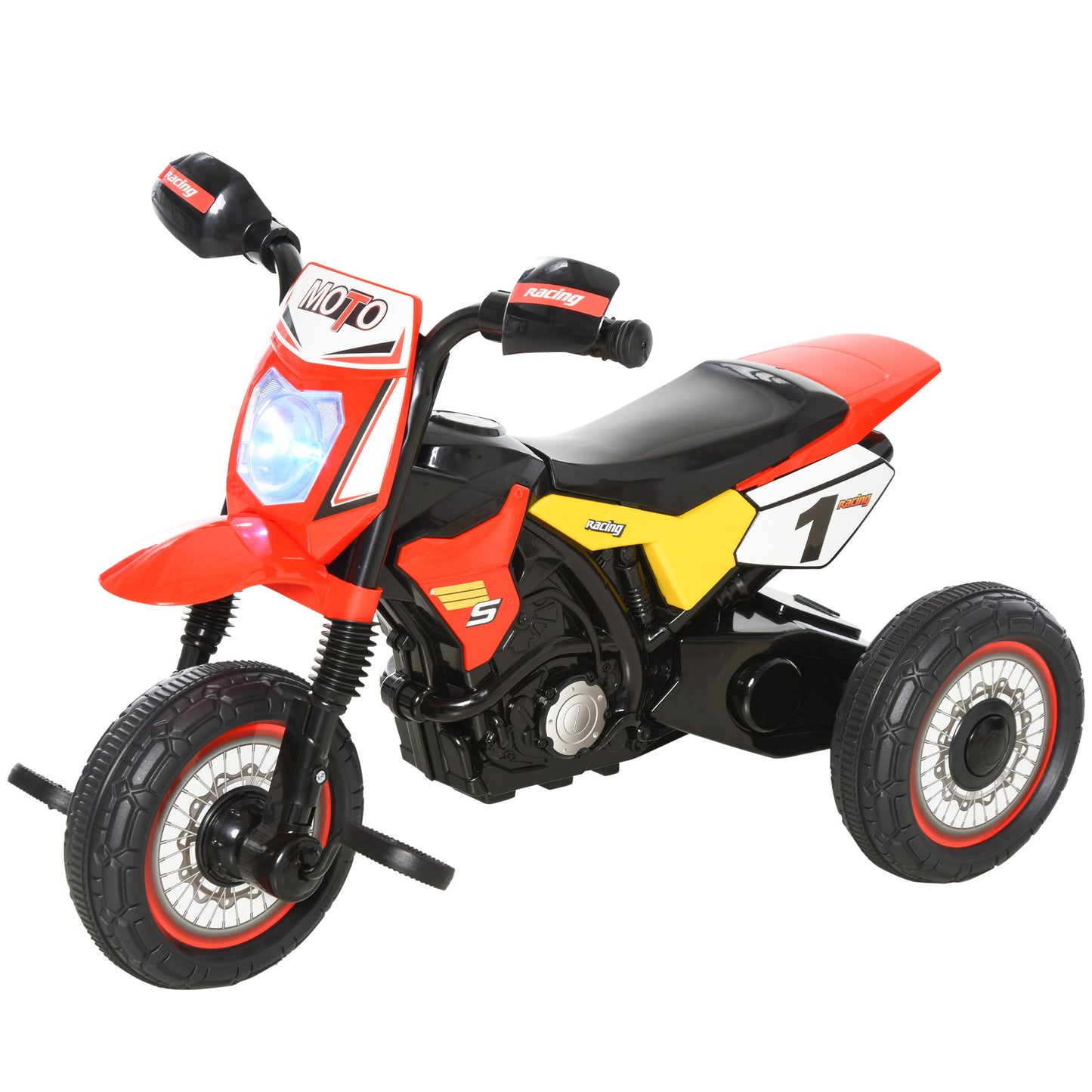 Trike for Kids, Toddler Pedal Motorcycle, Kids Ride On Tricycle Early Learning w/ Music Lights Handlebar Stickers Exercise Bo