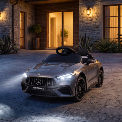 Licensed Mercedes AMG Kids Electric Car, 12V Ride On Car with Dual Motors, Remote Control for 3-6 Years, Grey