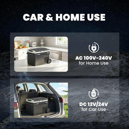 40L Compressor Car Fridge Freezer, Dual Zone Camping Refrigerator with App Control, Telescopic Handle, -20℃-20℃