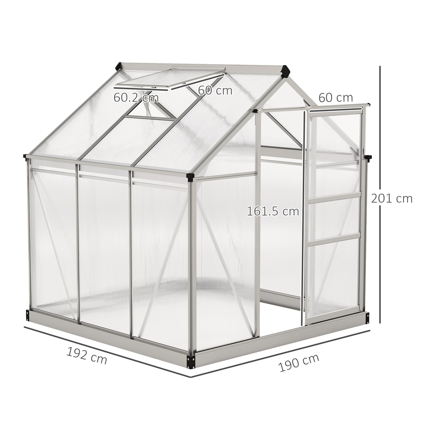 6 x 6ft Polycarbonate Greenhouse - Clear