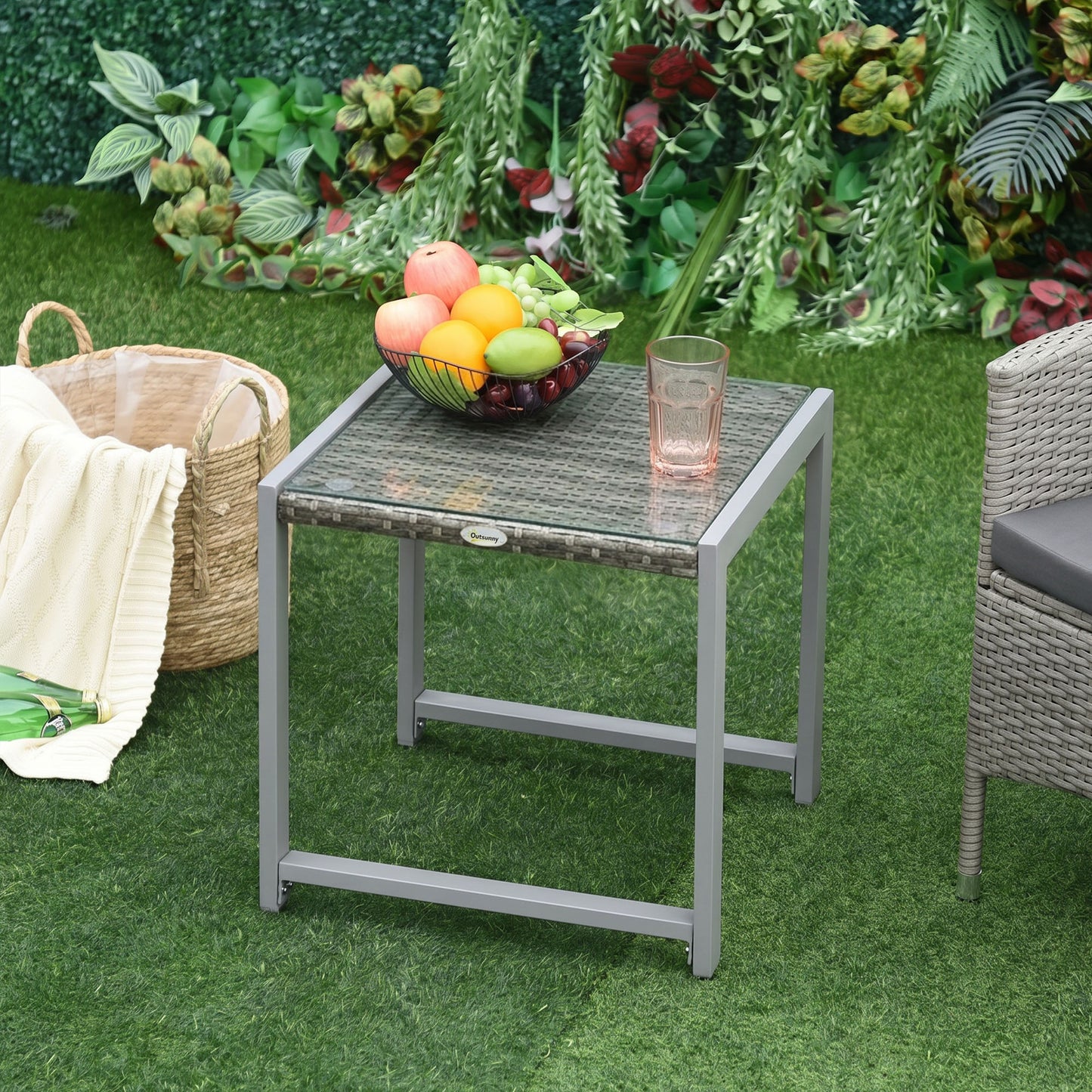 Rattan End Table Side Coffee Desk Outdoor Patio Wicker Sofa Chat Garden Furniture
