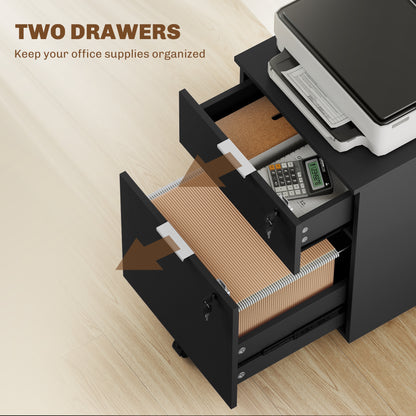 Two-Drawer Lockable Filing Cabinet - Black