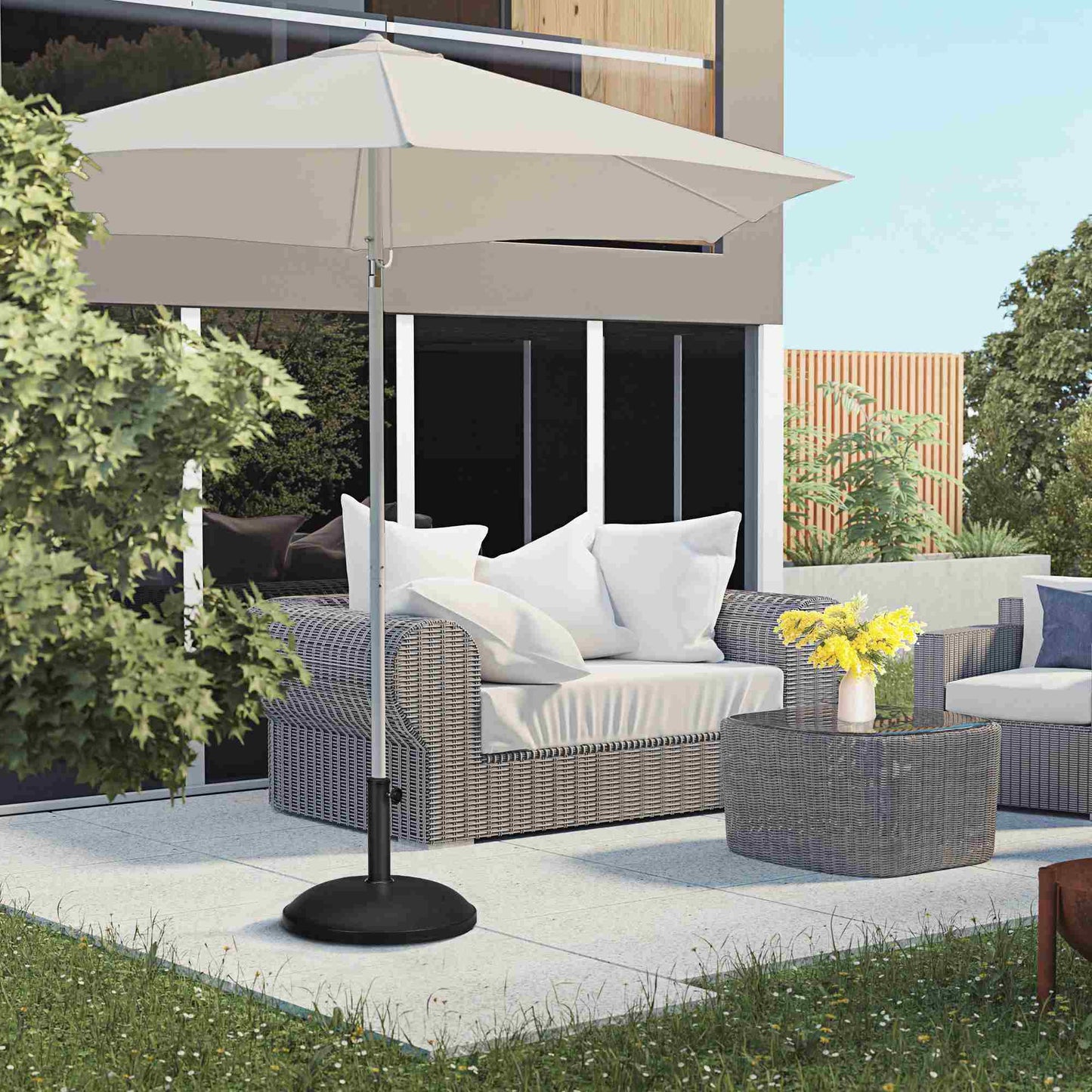 25 kg Parasol Base, Heavy Duty Concrete Patio Umbrella Stand with Adjustable Knob