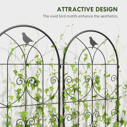 Set of 2 Garden Trellis, Metal Fence Panels for Climbing Outdoor Plants, Flowers, 180 x 50cm