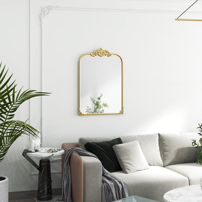 Wall Mirror, Decorative Baroque Mirror with Metal Frame, for Bedroom and Living Room, 60 x 87 cm, Gold Tone