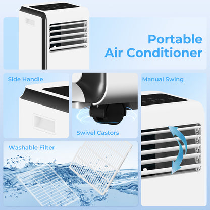 Portable Air Conditioner 7000 BTU, 4-in-1 Air Conditioning Unit with Cooling, Dehumidifier, Fan, Sleep Mode, White