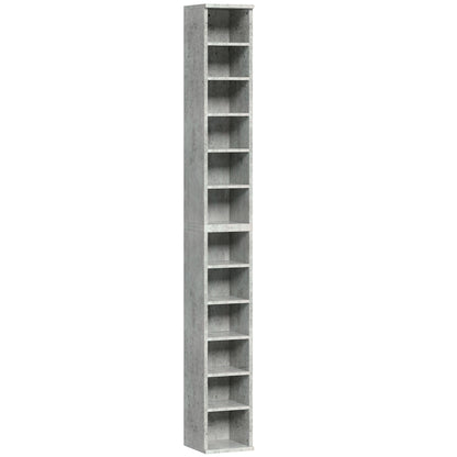 Set of 2 CD Media Display Shelf Unit Tower Rack with Adjustable Shelves, Cement Grey