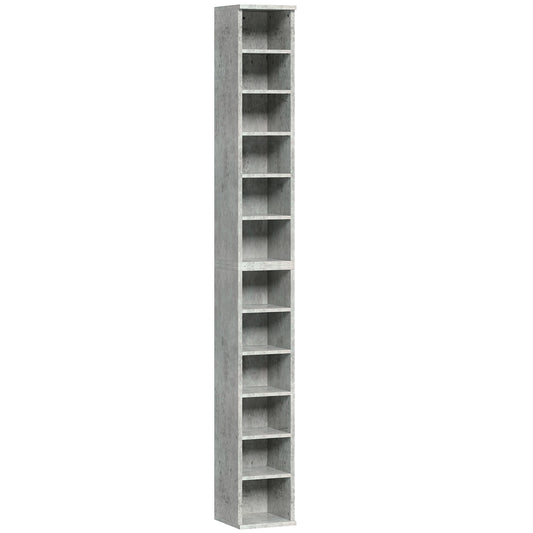 Set of 2 CD Media Display Shelf Unit Tower Rack with Adjustable Shelves, Cement Grey