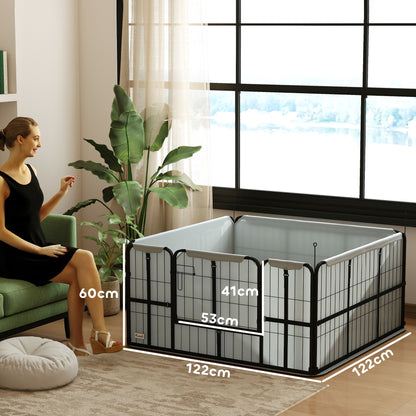 Steel Dog Whelping Box with Washable Whelping Pad, Wind-Resistant Cloth, for Small, Medium Dogs, 122 x 122 x 60cm