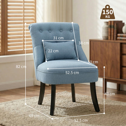 Fabric Single Sofa Dining Chair Tub Chair Upholstered W/ Pillow Solid Wood Leg Home Living Room Furniture Blue