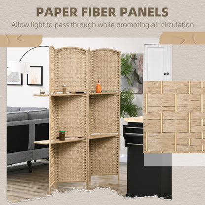 Freestanding Privacy Screen, 4 Panel Folding Room Divider for Living Room, Bedroom and Office, 160 x 170cm, Natural