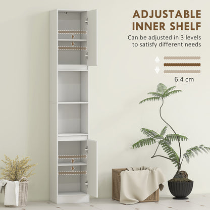 Narrow Bathroom Cabinet, Slim Bathroom Storage Unit with Open Compartment