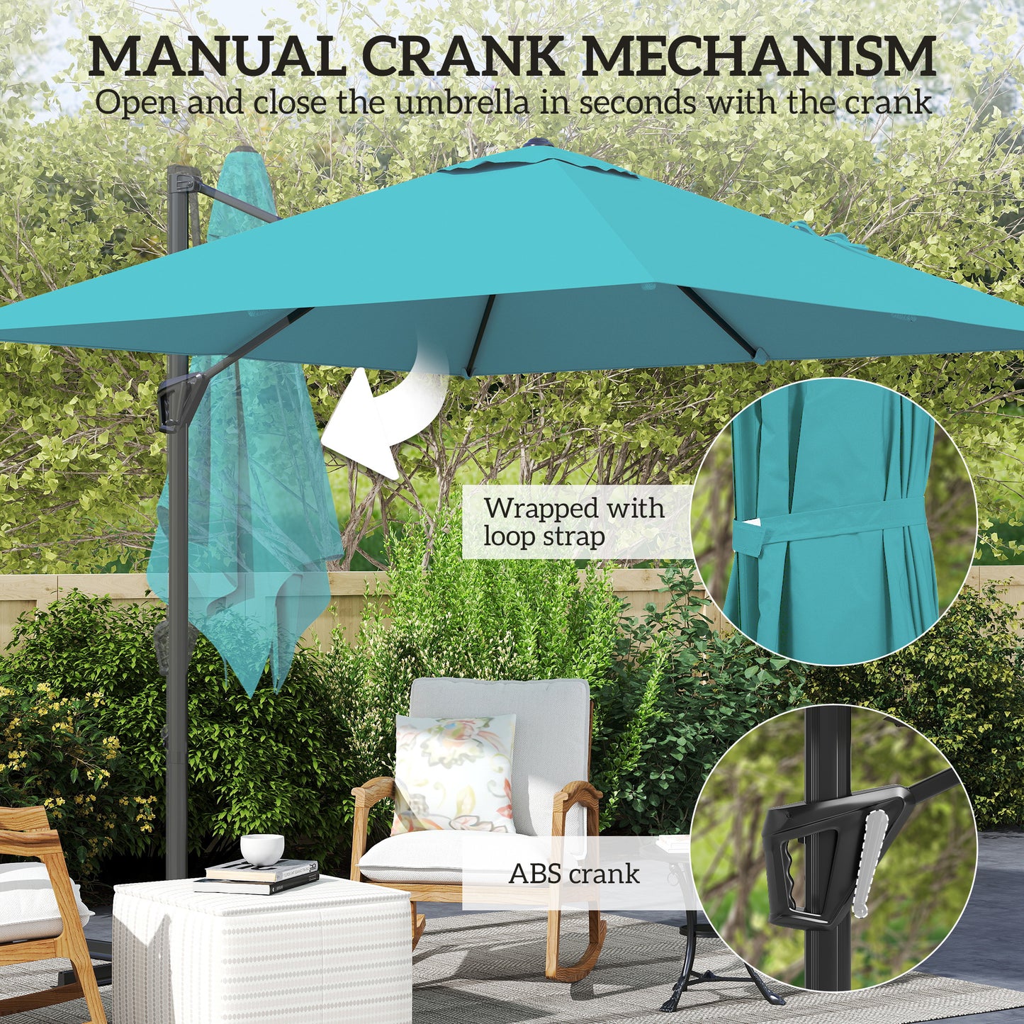 Patio Offset Parasol Umbrella - Blue