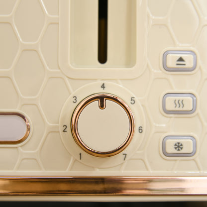 Kettle and Toaster Set, 1.7L 3000W Fast Boil Jug Kettle, 4 Slice Toaster with 7 Level Browning Controls, Beige