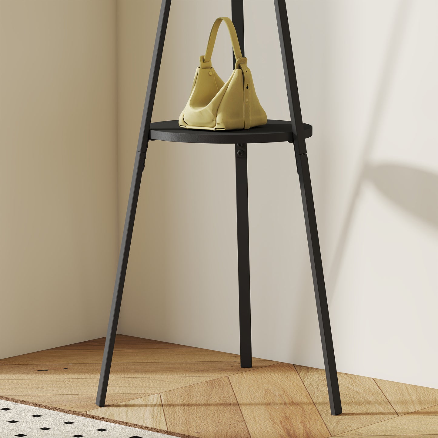 Freestanding Metal Coat Rack Stand 9 Hooks Clothes Tree with 1 Shelf Hat Display Hall Tree Hanger Bag Umbrella Hanging Organi